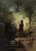Carl Spitzweg Man Reading the Newspaper in His Garden oil painting reproduction